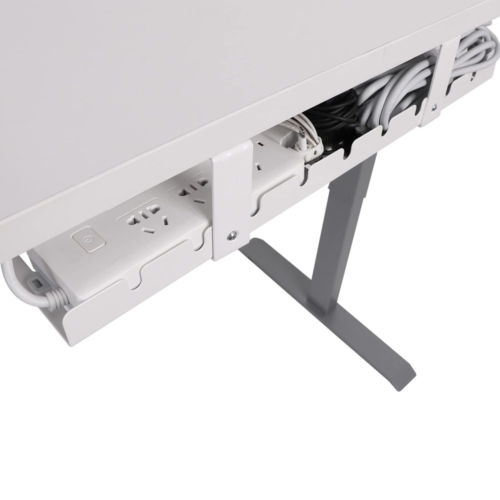 Cable Management Under Desk Tray for Home Office Desk, Metal Raceway Wires Cable Management Tray Tidy Organizer (White)