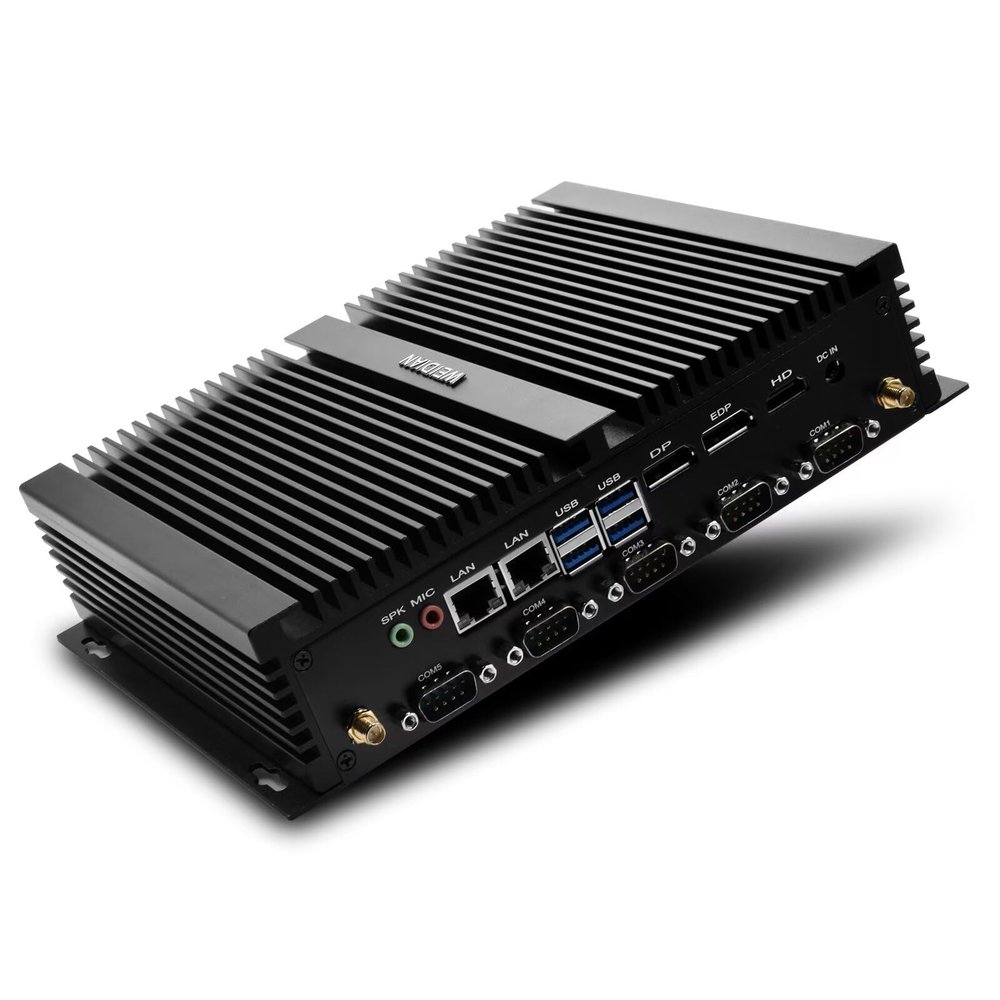 WEIDIAN Fanless Industrial PC, Mini Desktop Computer Core i7-8550U, Triple Display 4K@60Hz Output, HD, DP, EDP, Dual NIC, 8USB, 6RS232 COM, LPT, WiFi, BT4.2, SIM Card Slot(32GB RAM 512GB SSD 2TB HDD)
