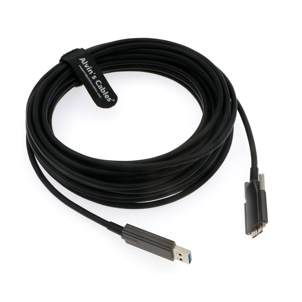 Alvin's Cables USB 3.0 to Micro-B Fiber-Optics Data-Cable for Basler ACE Camera Micro-B Locking-Screws to Type-A Shielded-Cable for Industrial Camera 10M|32.8ft