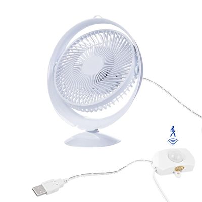 Kiven Small Personal USB Desk Fan - Portable Fans with IR Sensor, Quiet Operation and 360Air Supply,Adjustable Angle Bedside Table Fan for Office,Bedroom,pets fan,Car Outdoor Travel(White)