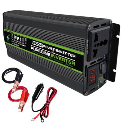 FONOBO Pure Sine Wave Inverter 2000W/2600W Power Inverter Dc 12/24V to 110/220V Ac Car Converter, with LCD Display, for Truck/Rv,2000W/12V-110V