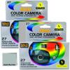 Disposable Camera 35mm Film Single Use 400 ASA/ISO 27 Exposures with Flash 2-Pack Bundle and a Crystal Fiber Cloth view 1