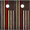 Lone Star Art Cornhole Board Wraps and Decals for Boards Set of 2 Skins Professional Vinyl Covers Sticker - Firefighter Red Line American Flag Fire Department Decal (Fire Fighter Support Flag) view 3