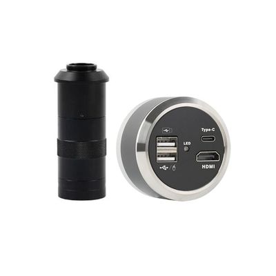 1080p HDMI USB Type-c Output Industrial Digital Microscope Camera Sensor & 100X C-Mount Lens - Black