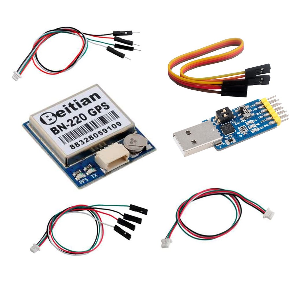 Geekstory BN-220 Dual GPS Glonass Module Navigation TTL Level 9600bps with GPS Passive Antenna+CP2102 6 in 1 USB-UART Serial Adapter Module with 4P Dupont Cable Jumper Wire,Female to Female for Window