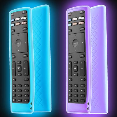 2 Pack Remote Case for Vizio XRT136, Silicone Cover for LCD LED TV Controller, Smart TV Remote Skin Sleeve Glow in The Dark Blue and Purple