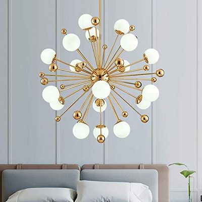 Nordic LED Chandeliers Dandelion Magic Bean Lights Art Decoration Light Fixtures for Living Room Dining Room Bedroom (Color : Dia 100cm, Size : Cool White)