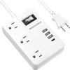 2 Prong Power Strip with USB-C, ROOTOMA 2 Prong to 3 Prong Outlet Adapter, 1080J 2 Prong Surge Protected with 3 Outlet & 4 USB, 3 Prong Adapter 4ft, for Polarized Two Prong Outlet, Old House, White view 1