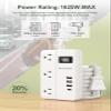 2 Prong Power Strip with USB-C, ROOTOMA 2 Prong to 3 Prong Outlet Adapter, 1080J 2 Prong Surge Protected with 3 Outlet & 4 USB, 3 Prong Adapter 4ft, for Polarized Two Prong Outlet, Old House, White view 2