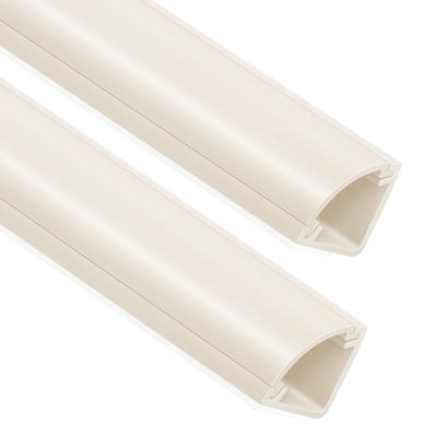 85in Corner Cord Hider, Large Capacity Wire Covers for Cords, Cord Concealer Paintable Corner Cord Cover, Quarter Round Cable Raceway for Wall, Floor, Baseboard, Ceiling, 5 x L 17in, Beige