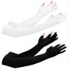 Bencailor 2 Pairs Sun Arm Sleeves for Men Women with 2 Finger Holes Anti Slip Long Cooling Arm UV Protective Sleeves (Black, White) view 1