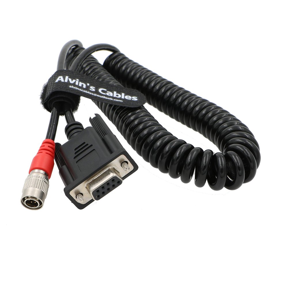 Alvin's Cables Hirose 6 Pin Male to DB9 Total Station to Data Collector Coiled Cable for Nikon Surveying TDS Carlson Spectra