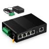 5 Port Industrial Ethernet Switch, 4 Ports and 1 Uplink 10/100Mbps, Fanless Din Rail and Wall Mount, IP40 Aluminum Alloy -40~75C(-40~185F), with One Power Supply view 1