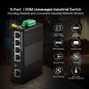 5 Port Industrial Ethernet Switch, 4 Ports and 1 Uplink 10/100Mbps, Fanless Din Rail and Wall Mount, IP40 Aluminum Alloy -40~75C(-40~185F), with One Power Supply view 2