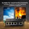5 Port Industrial Ethernet Switch, 4 Ports and 1 Uplink 10/100Mbps, Fanless Din Rail and Wall Mount, IP40 Aluminum Alloy -40~75C(-40~185F), with One Power Supply view 3