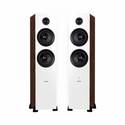 Fluance Ai81 Elite Powered 2-Way Floorstanding Tower Speakers, 150W Built-in Amplifier for 2.0 Stereo Music & Movie Listening, TV, Turntable, PC & Bluetooth - 2X RCA, Optical, Sub Out (White Walnut)