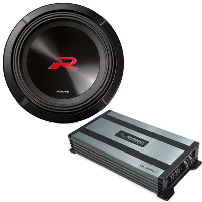 Alpine R2-W12D4 Next Gen 12" Sub R-Series Dual 4-Ohm Voice Coils 2250 Watts Peak Subwoofer Includes HA-A800.1 Mono Amplifier