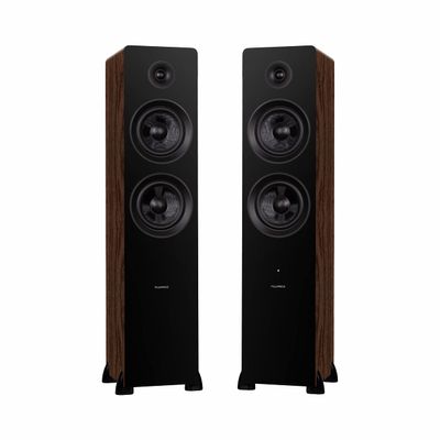 Fluance Ai81 Elite Powered 2-Way Floorstanding Tower Speakers, 150W Built-in Amplifier for 2.0 Stereo Music & Movie Listening, TV, Turntable, PC & Bluetooth - 2x RCA, Optical, Sub Out (Natural Walnut)