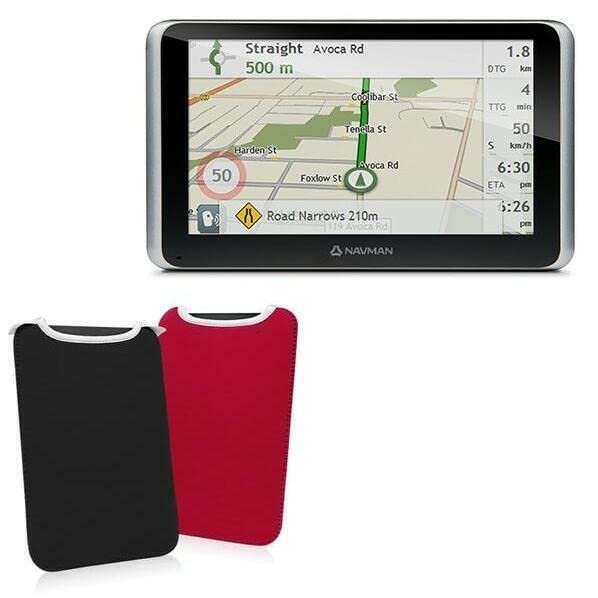 BoxWave Case Compatible with Navman MYESCAPE - SlipSuit, Soft Slim Neoprene Pouch Protective Case Cover - Jet Black/Crimson Red (Reversible)