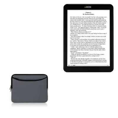 BoxWave Case Compatible with inkBOOK 8 - SoftSuit with Pocket, Soft Pouch Neoprene Cover Sleeve Zipper Pocket - Charcoal Grey