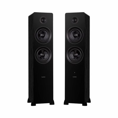 Fluance Ai81 Elite Powered 2-Way Floorstanding Tower Speakers, 150W Built-in Amplifier for 2.0 Stereo Music & Movie Listening, TV, Turntable, PC & Bluetooth - 2X RCA, Optical, Sub Out (Black Ash)