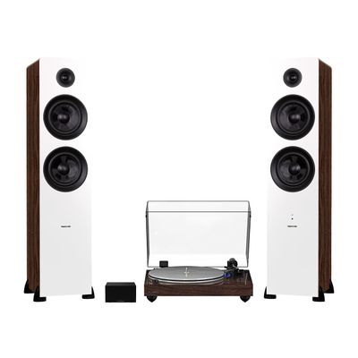 Fluance RT85 Reference High Fidelity Vinyl Turntable (Walnut), PA10 Phono Preamp and Ai81 Powered Floorstanding Speakers (White Walnut), Ortofon 2M Blue Cartridge, 150W Class D Amplifier, Bluetooth