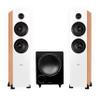 Fluance Ai81 Powered Floorstanding Tower Speakers (Bamboo) and DB10 10" Low Frequency Ported Front Firing Powered Subwoofer (Black Ash) with 15 Feet RCA Ultimate Performance Collection Subwoofer Cable view 1