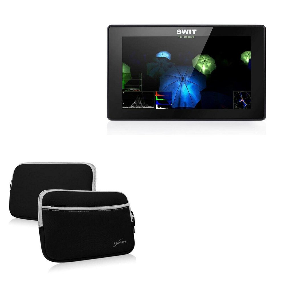 BoxWave Case Compatible with SWIT S-1053F - SoftSuit with Pocket, Soft Pouch Neoprene Cover Sleeve Zipper Pocket - Jet Black