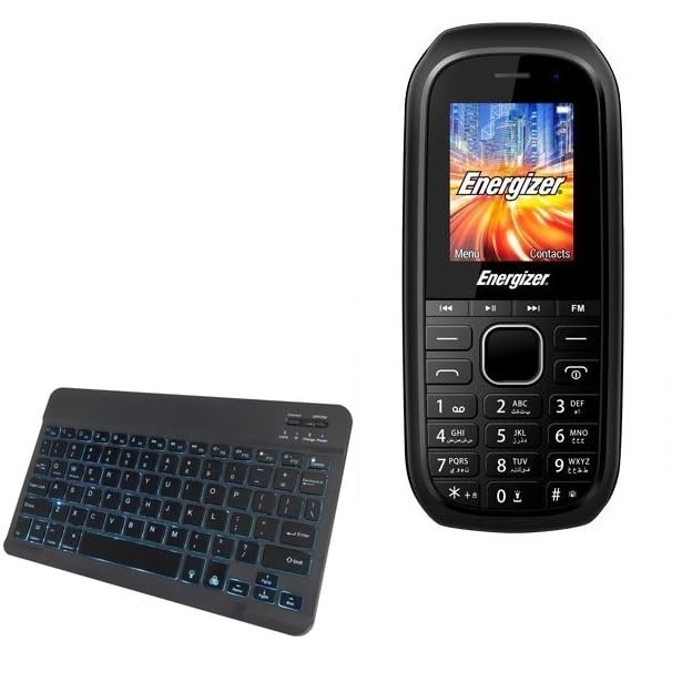 BoxWave Keyboard Compatible with Energizer Energy E12 - SlimKeys Bluetooth Keyboard - with Backlight, Portable Slim LED 7 Colors - Jet Black