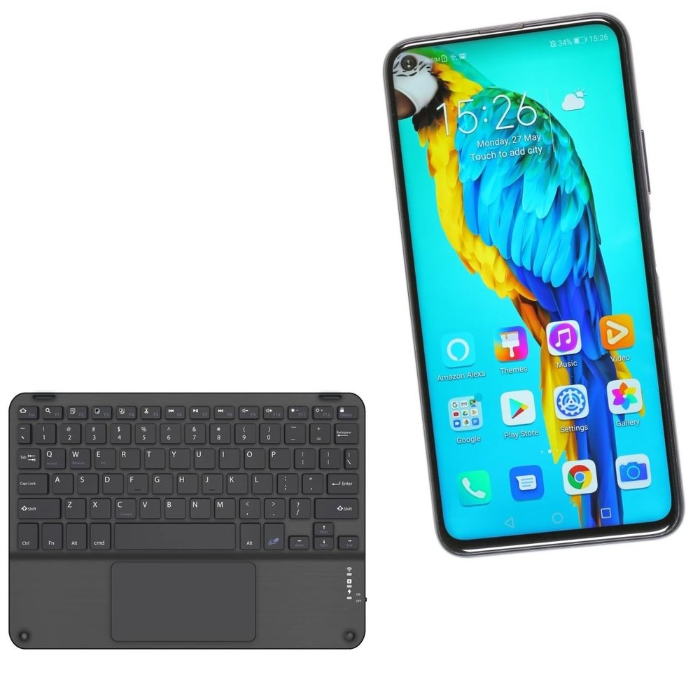 BoxWave Keyboard Compatible with Honor 20 Pro - SlimKeys Bluetooth Keyboard with Trackpad, Portable Slim TouchPad - Jet Black