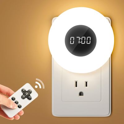 Night Light Clock, Dimmable+3 Light Colors+Timer Nightlight Timing Light, Small Clock, Toilet Light with Plug in Timer, Night Light Plug in, Nightlight for Kids Room, Bedroom Clocks for Kids Room