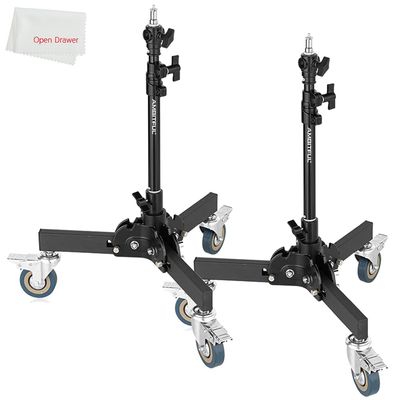 AMBITFUL Mobile Light Stand, 21-31.9 inch Folding Bracket Light Stand Photography, Compatible for Studio Fash LED Lights, Studio LED Light, Studio Strobe Light (2 Pack)
