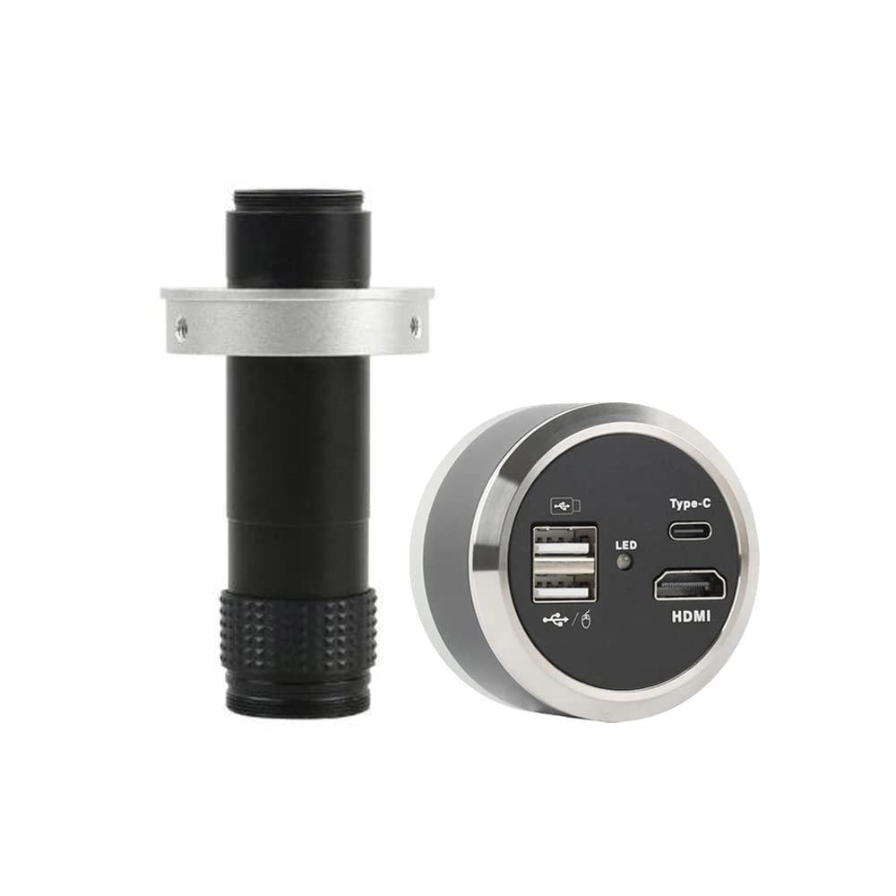 1080p HDMI USB Type-c Output Industrial Digital Microscope Camera Sensor & 120X C-Mount Lens - Black