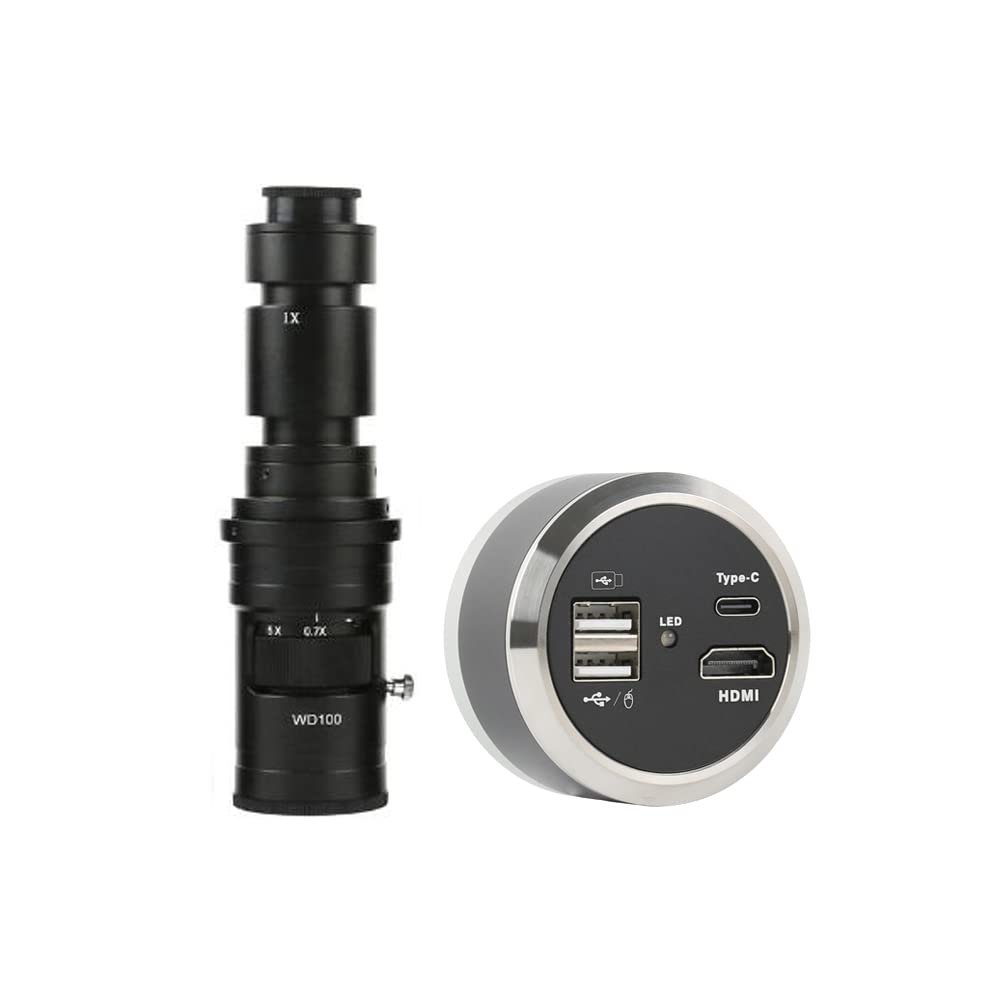 1080p HDMI USB Type-c Output Industrial Digital Microscope Camera Sensor & 500X C-Mount Lens - Black