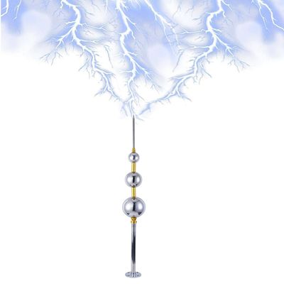 304 Stainless Steel Lightning Rod, Roof Outdoor Villa Lightning Protection Lightning Arrester, Industrial Grade Lightning Arrester (Color : Three balls, Size : 1500mm)
