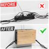 Bamboo Cable Management Box with Magnetic Lid - 12,6x7,9x4.3 in - Durable Cable Organizer to Hide Cords & Power Strip - Wall Mountable - Including Hardware - for Home, Office, Desk & More (Black) view 3