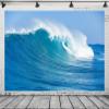BELECO 8x6ft Fabric Big Ocean Waves Photography Backdrop Tropical Summer Sea Wave Backdrop Blue Sea Surfing Wave Water Sport Background Wallpaper Children Baby Surfing Birthday Party Photo Props view 2