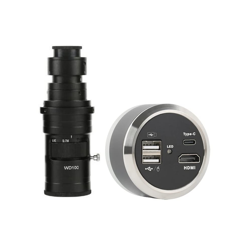 1080p HDMI USB Type-c Output Industrial Digital Microscope Camera Sensor & 200X C-Mount Lens - Black