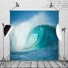 BELECO 8x6ft Fabric Big Ocean Waves Photography Backdrop - Blue - Polyester - Birthday, Wedding, Newborn Photo Shoot, Festival - Includes 1pc Polyester Fabric Photo Backdrop (folding) view 3