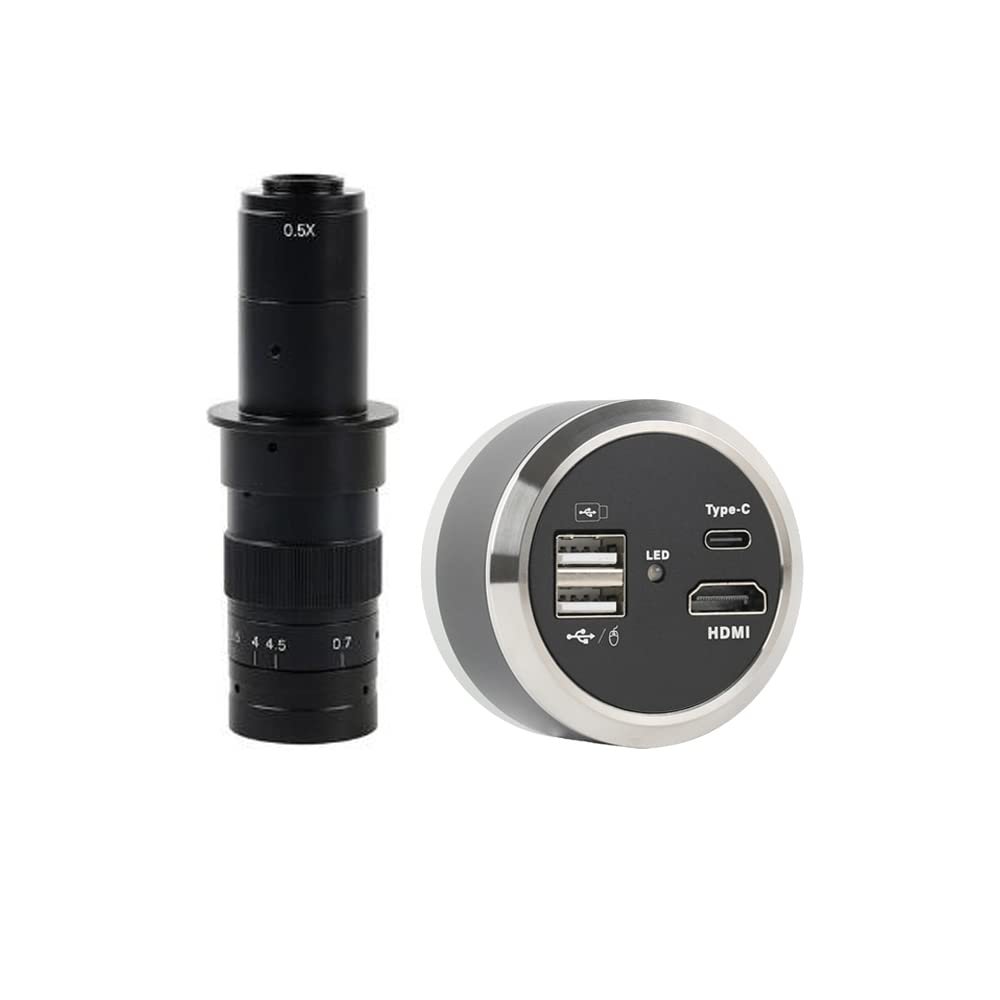 1080p HDMI USB Type-c Output Industrial Digital Microscope Camera Sensor & 180X C-Mount Lens - Black