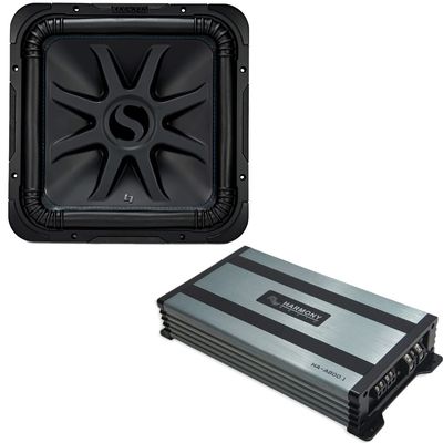 KICKER 44L7S154 Car Audio Solo-Baric 15" Square L7 Subwoofer Dual 4 Ohm Voice Coils 2000 Watts Peak Sub Includes Harmony HA-A800.1 Mono Amplifier