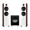 Fluance Ai81 Powered Floorstanding Tower Speakers (White Walnut) and DB10 10" Low Frequency Ported Front Firing Powered Subwoofer with 15 Feet RCA Ultimate Performance Collection Subwoofer Cable view 1