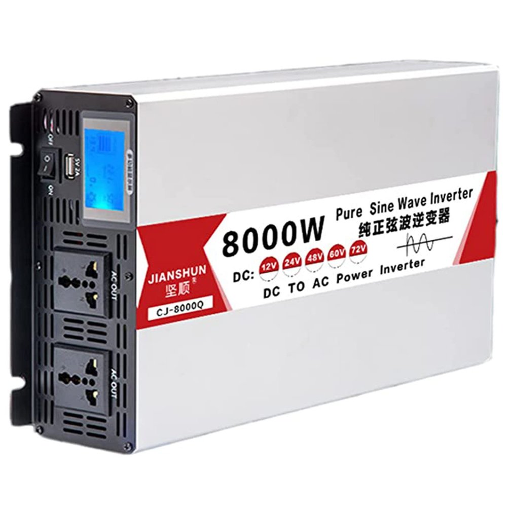 BEZAX Pure Sine Wave Inverter Power Inverter 4000w/5000w/6000w/8000w Voltage Converter DC 12V 24V to AC 110V 220V with Socket,USB Connection,LED Display,for Laptop,Travel,8000W-48Vto220V