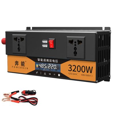 BEZAX 2600W 3200W Peak Dual Voltage Sine Wave Power Inverter DC 12V 24V to 220V 230V 240V AC Car Lorry Voltage Converter with USB Ports and AC Socket for Camping Travel Trip,3200W-60Vto220V