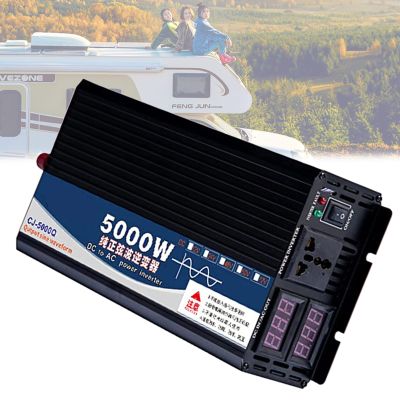 BEZAX Pure Sine Wave Power Inverter 3000W 4000W 5000W Converter DC 12V/24V/48V/60Vto 110V 220V AC Outlets Inverter with Dual Digital Display for Householdr Travel Trip,5000W-60Vto110V
