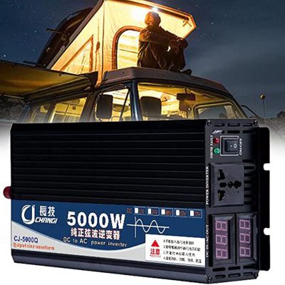 BEZAX Pure Sine Wave Inverter 3000W 4000W 5000W DC to AC Converter Car DC/AC Inverters,Dual Digital Display Converter Builtin Cooling Fan and Ventilation,for Car Householdr,5000W-12Vto220V