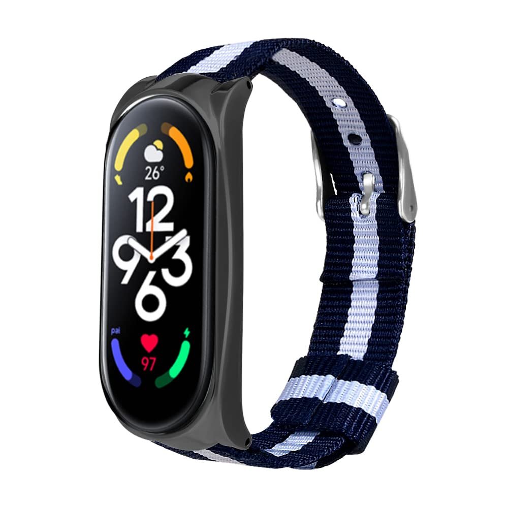 KangPlus Wristband Compatible with Xiaomi Mi Band 7,Sport Canvas Replacement Wrist Band Adjustable Durable Soft Lightweight Strap Compatible with Xiaomi Mi Band 7- Black