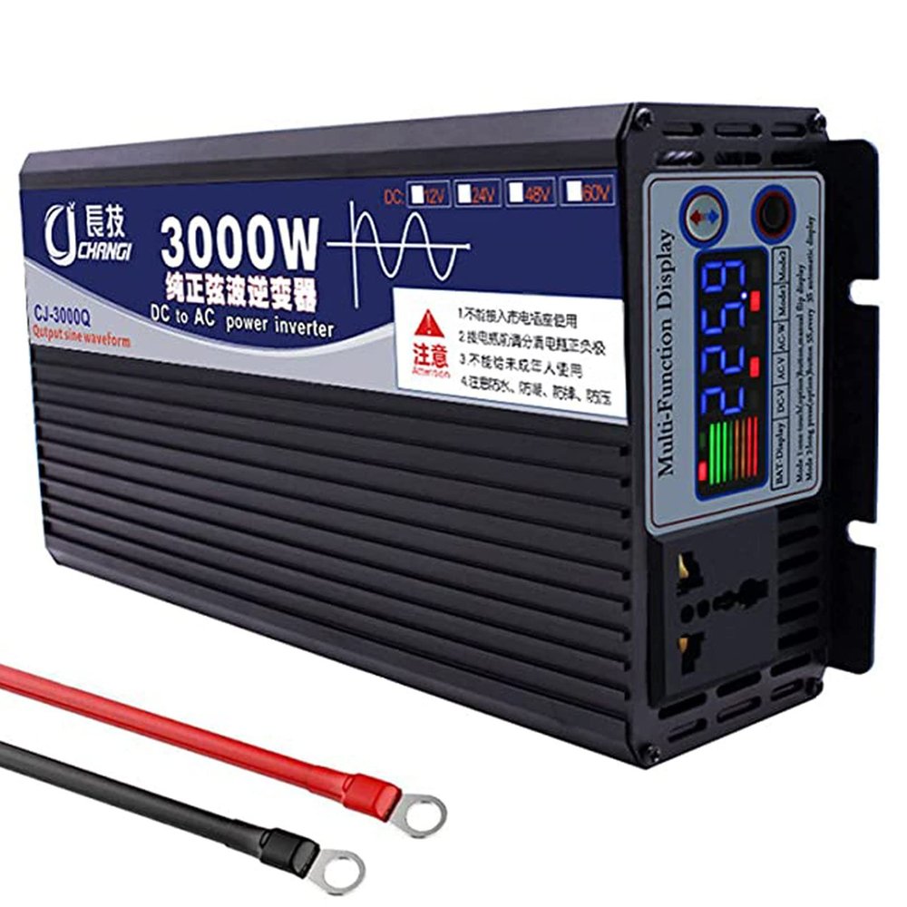 BEZAX Power Inverter DC 12V 24V 48V 60V to 110V 220V AC Converter and Peak Power 3000W 4000W 5000W Pure Sine Wave Inverter Car Solar Inverter for Car RV Truck Boat Camper,3000W-48Vto110V