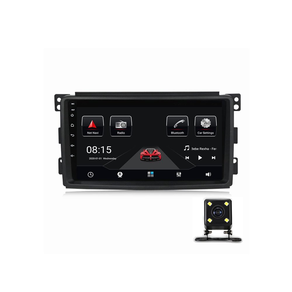 ZYLR 9In Touch Screen Double Din Car Stereo with Bluetooth Multimedia Navigation Player for Mercedes Benz Smart Fortwo W451 2006~2009 with Backup Camera Support WiFi/Carplay/DSP/SWC,6g+128g