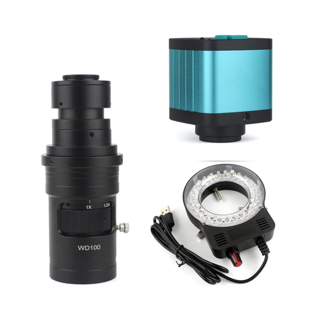 Microscope Accessories Kit 4K 48MP HD 1080P HDMI USB Digital Video Microscope Camera 100X 300X C-Mount Lens Microscope Slides (Color : 200X WD100)